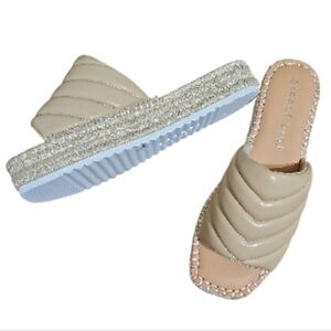 Gianni Bini Quilted Leather Espadrille Slide Sandal